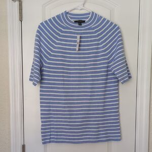 Ann Taylor Blue and White Striped Top